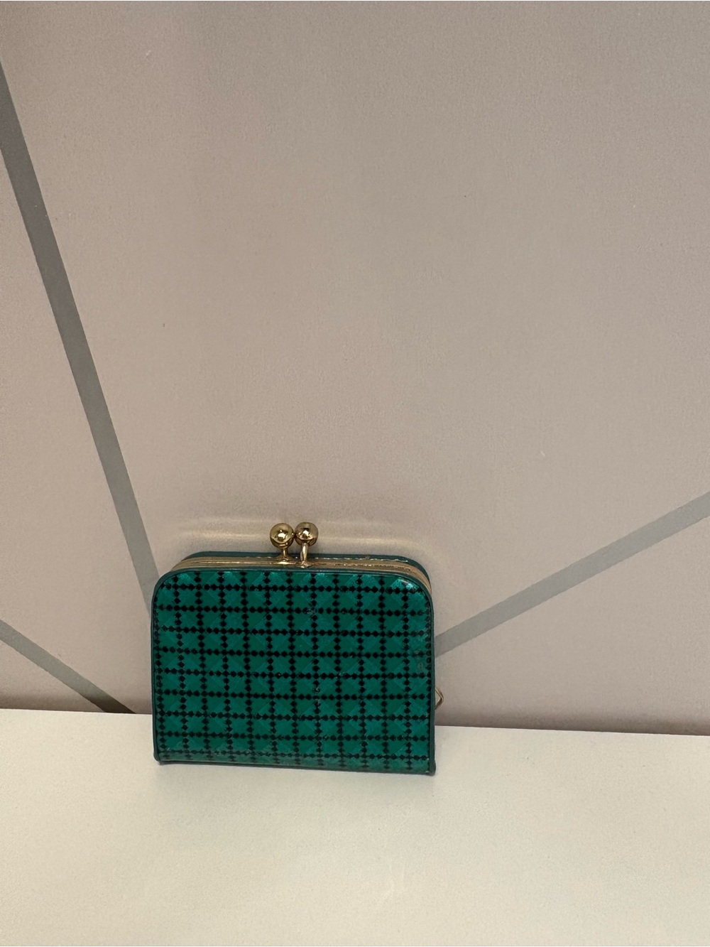 Vintage Made In Japan Key Chain Coin Purse Green And Black (no Keychain)